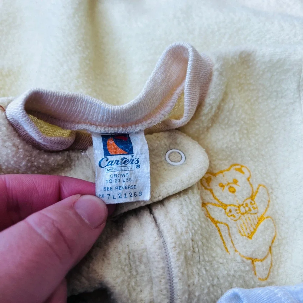Vintage Carter's Fleece Sleep Sacks Baby Lot of 3 Neutral Bears Up to 6M